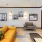 a spacious room with a couch and a table