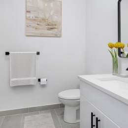 Stylish spaces bath area with modern fixtures