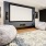 a large room with a large screen